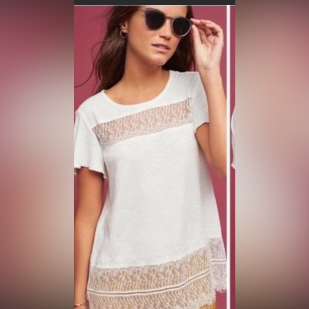 Delete for Anthropologie lace tee.‎ NWOT. Retail 50